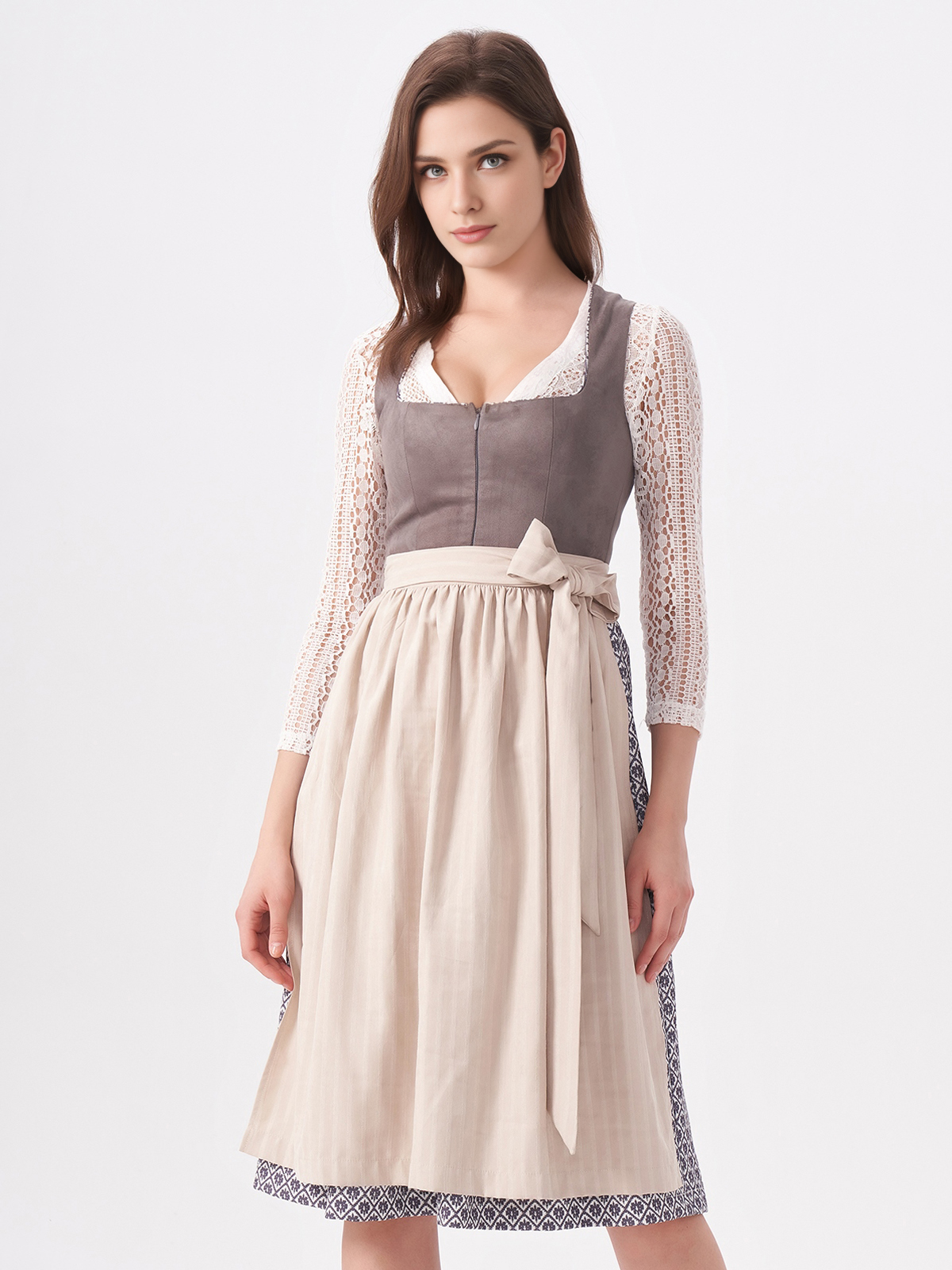Dirndl mit Reißverschluss in Grau