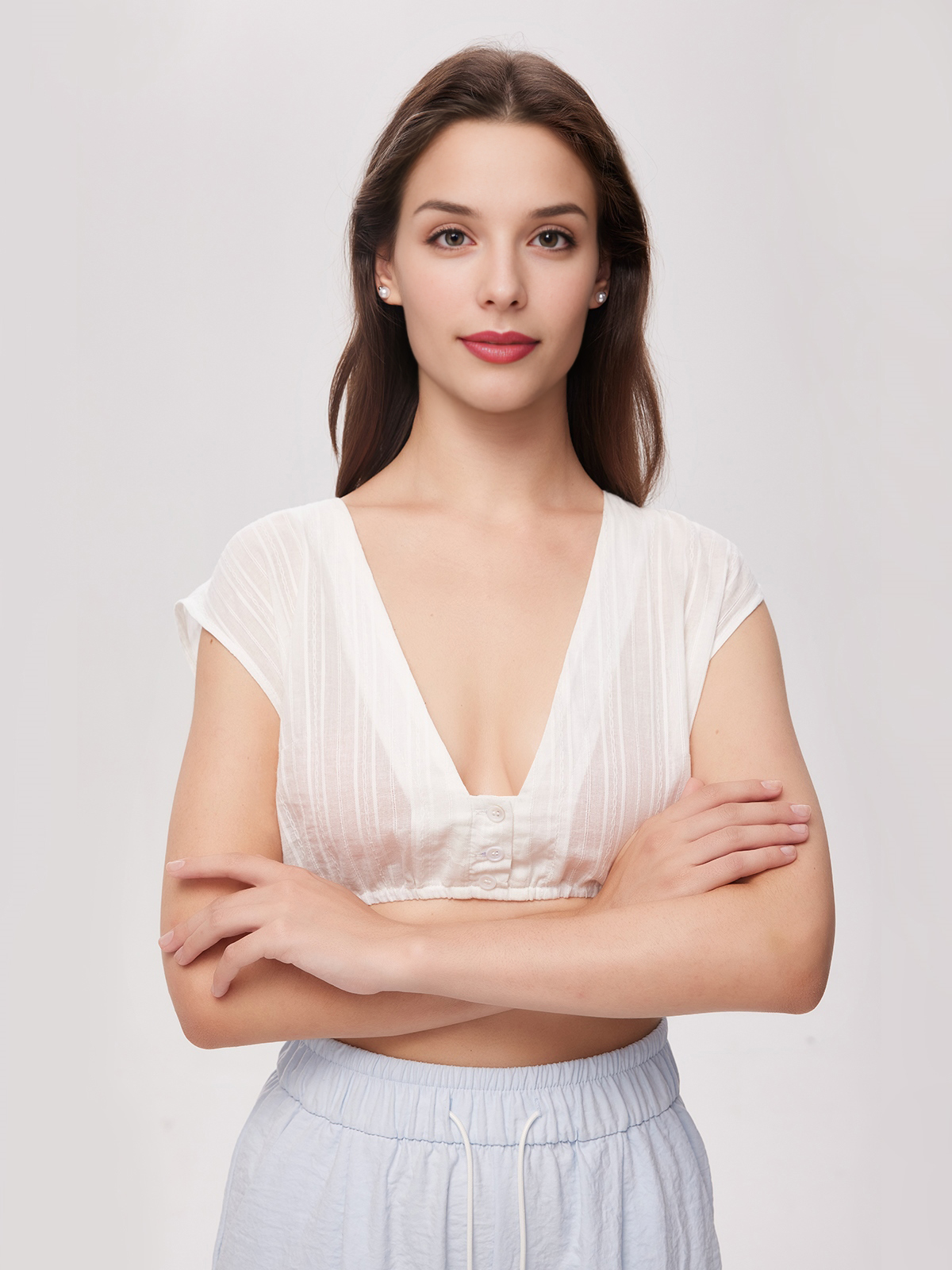 Mittellanges Dirndl in Weiß mit Spitzenbluse