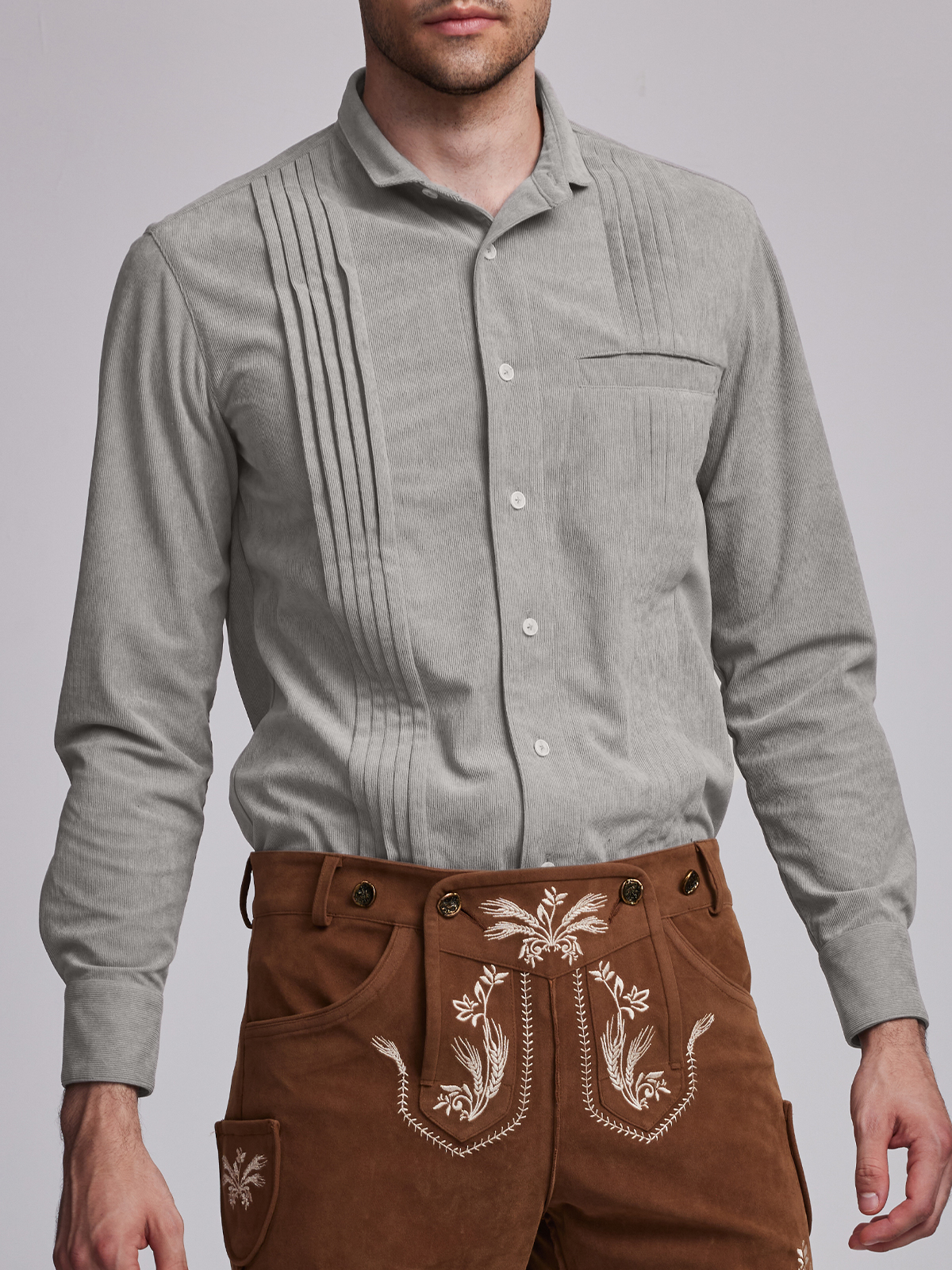 Dirndl Beige mit grauer Bluse